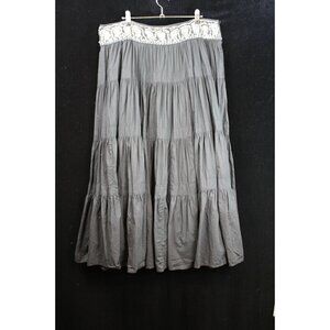 BCBG Max Azria Women's Boho Black Maxi Skirt With Embroidery L